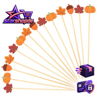 CocktailspießE Holz AhornbläTter 12,8Cm 100 StüCk Deko Fingerfood Party Herbst