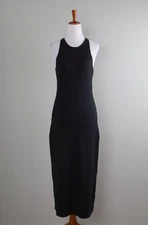 HOUSE OF HARLOW 1960 NWT Black Stretch Knit Midi Open Back Dress Size Medium