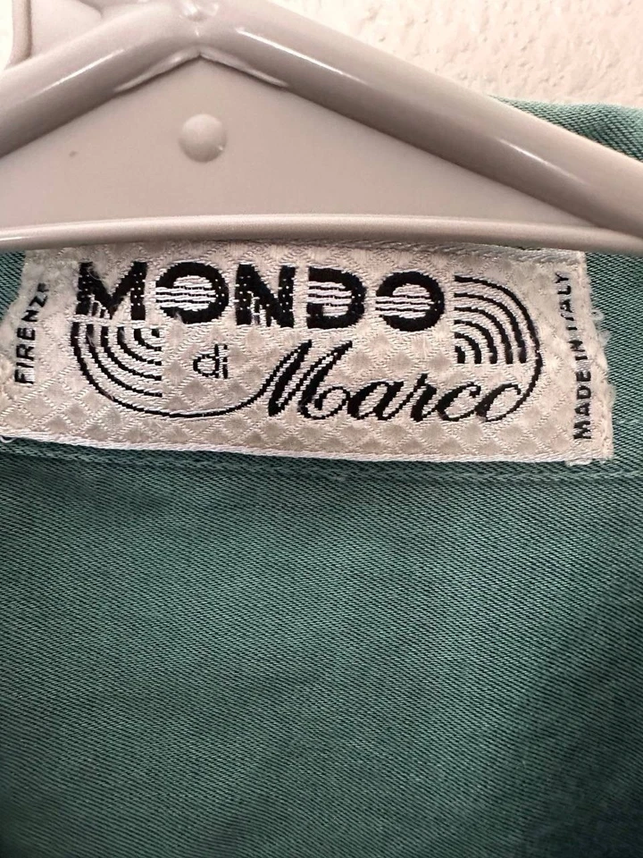 Mondo di Marco Shirt Mens Size Large Green Italy Made 100% Cotton Vintage Foto 3 de 4