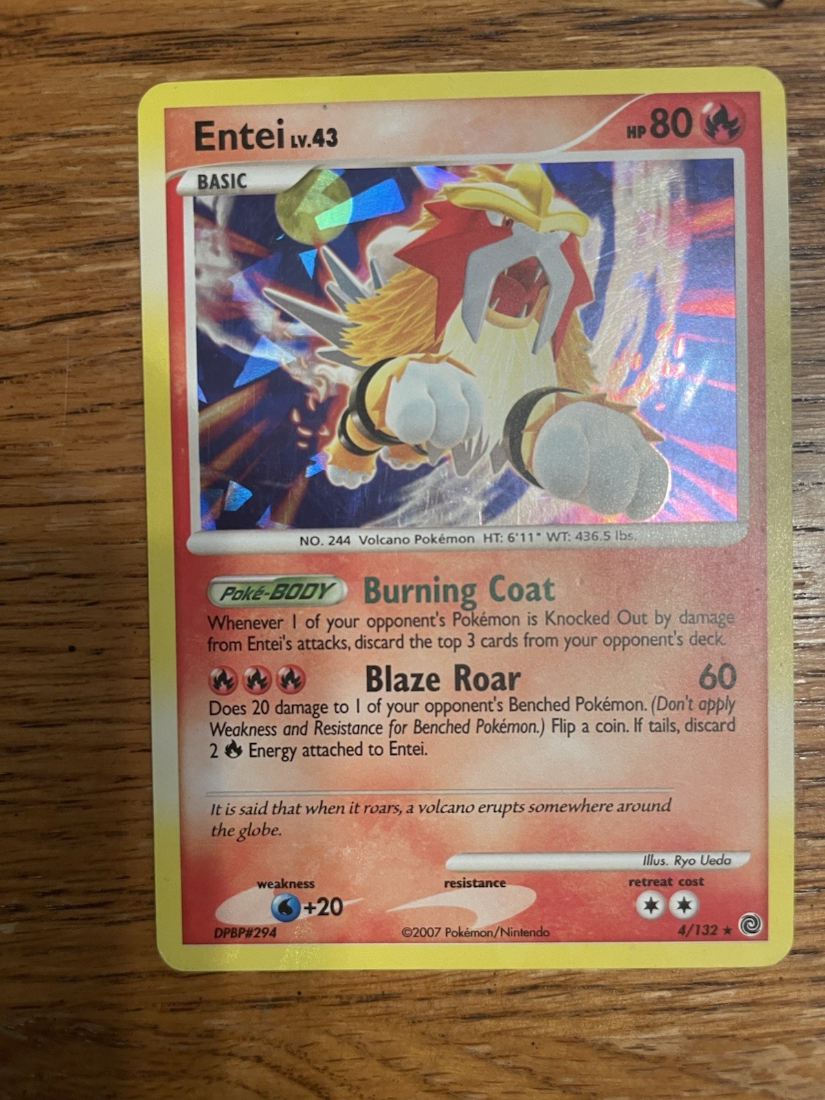 Entei Pokemon Secret Wonders 4/132 Cracked Ice Holo Rare Vintage NM