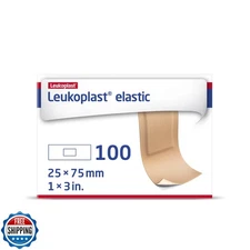 Leukoplast Elastic Fabric Adhesive Latex Free Bandages Strip 1" x 3" (100 in 