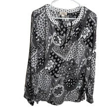 LOFT Blouse Women's Medium Floral V-Neck Long Sleeve Career Shirt Top Printed