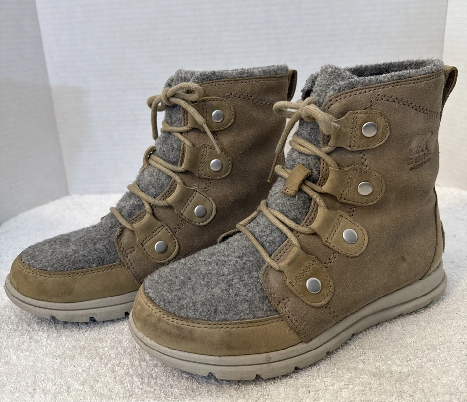 Sorel Womens Explorer Joan Leather & Wool WTP Insulated Boots Size 6 NL3423-29 - Image 3 of 4