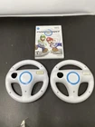Nintendo Wii Mario Kart Game and 2 OEM Steering Wheels Bundle