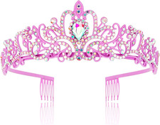 Pink Tiaras and Crowns for Women Crystal Princess Tiara Rhinestone Queen Crown w