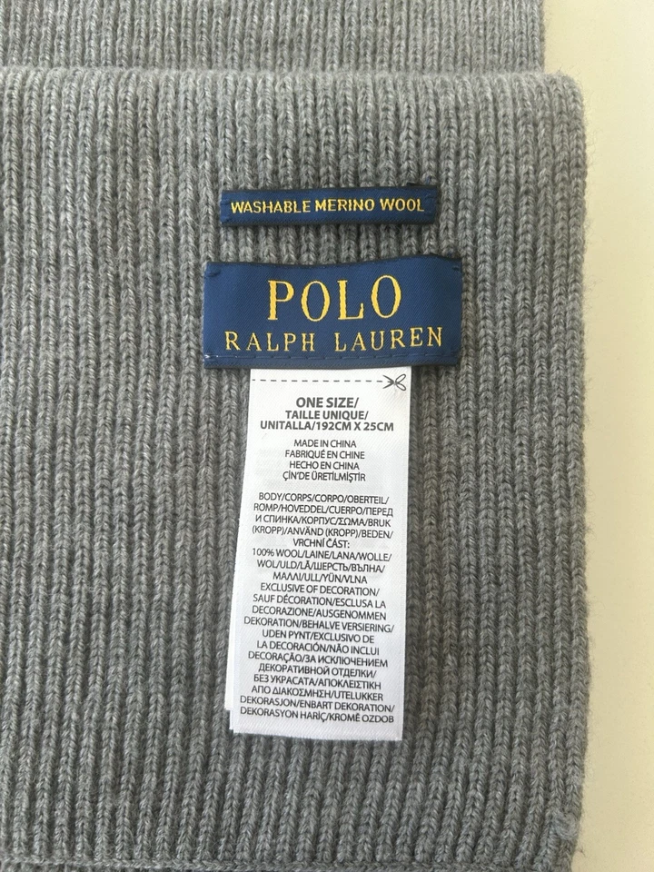 Cachecol Ralph Lauren clássico malha cabo cinza urze. 192cmx25cm - Imagem 3 de 3