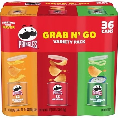 Pringles Grab-n-Go Variety Pack Chips, 36 pk.