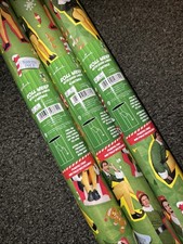 3 Rolls Of Hallmark Elf 4m By 70cm Christmas Wrapping Paper Green