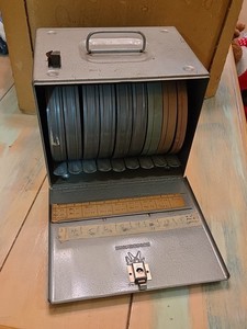 Brumberger Reel to Reel Metal Storage Case 9 film Canisters VINTAGE