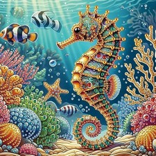 Diamond Painting Kits for Adults Seahorse, 5D Special Shape Diamond Art Kits for