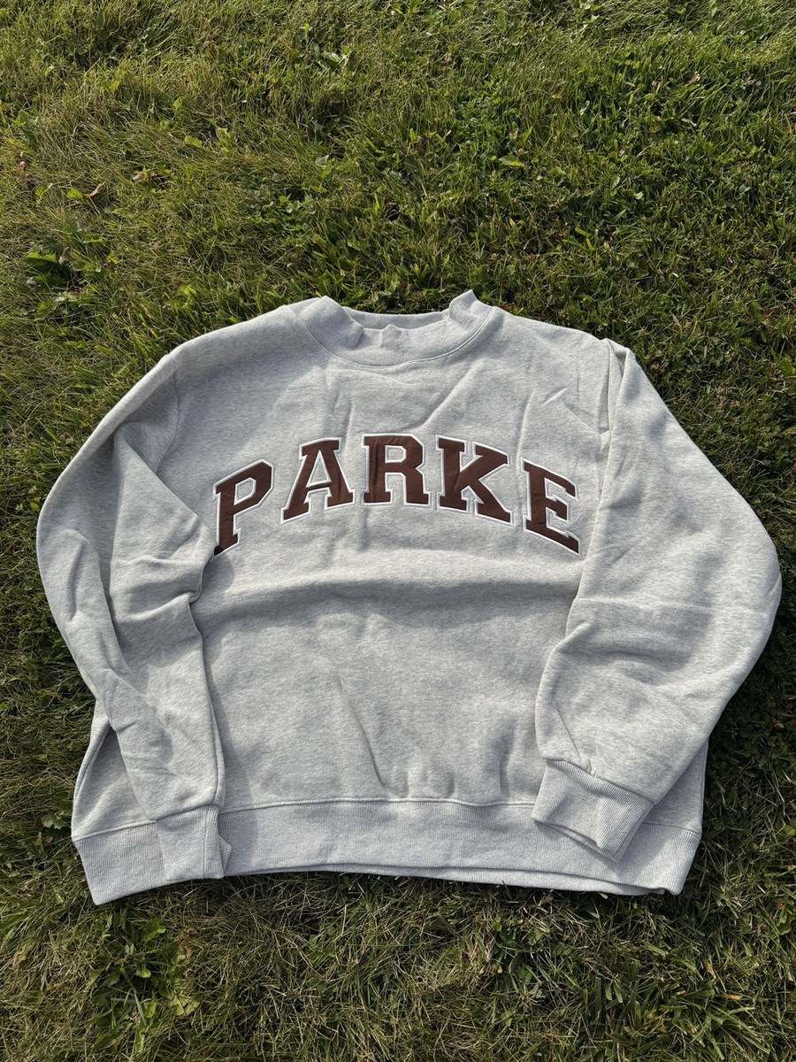 Grey Parke mockneck sweatshirt with brown lettering Size: XXL | eBay