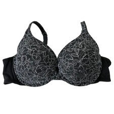 Cacique Boost Plunge Bra Black White Sz 44D
