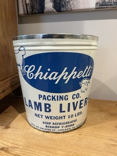 Vintage Chiappetti Packing Co. Chicago USA Metal Bucket 19.7cm Tall x 19.5cm Dia