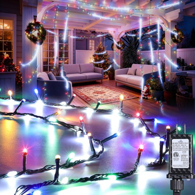 #ad Christmas String Lights Connectable 20FT 240LEDs Water Flowing Lights Outdoo... $16.13