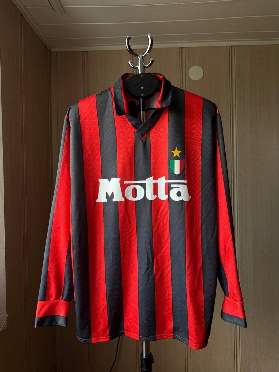ウェア AC Milan 90s Vintage Long Sleeve Jersey AC MILAN 90s 1993 94 MOTTA VINTAGE HOME FOOTBALL SHIRT LONG SLEEVE