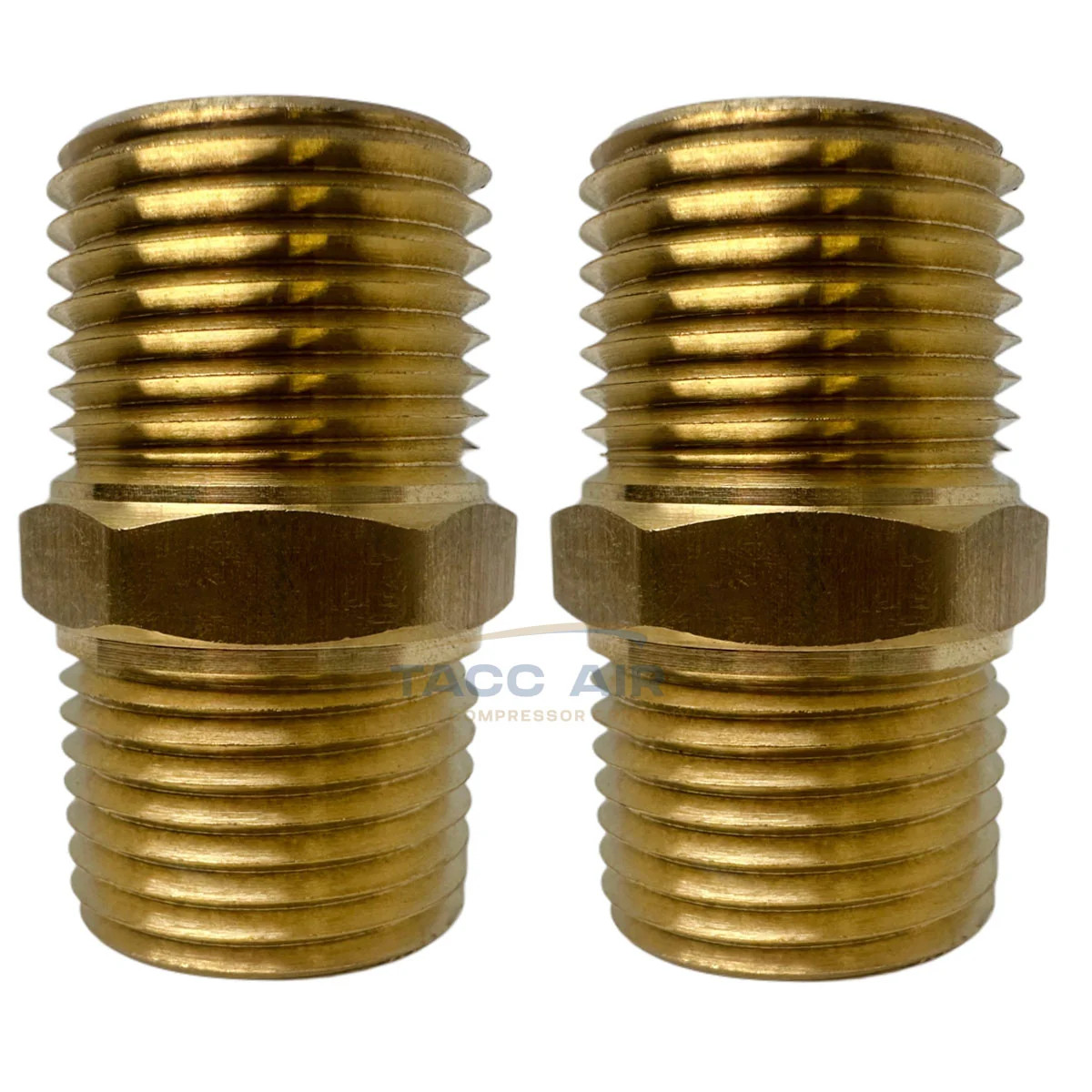 2 Pack Brass Pipe Hex Nipple Fitting 1/2" MNPT x 1/2" NPT Male Adapter