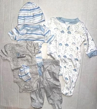 KOALA BABY 6 piece set white/blue DINOSAUR motif size NEWBORN