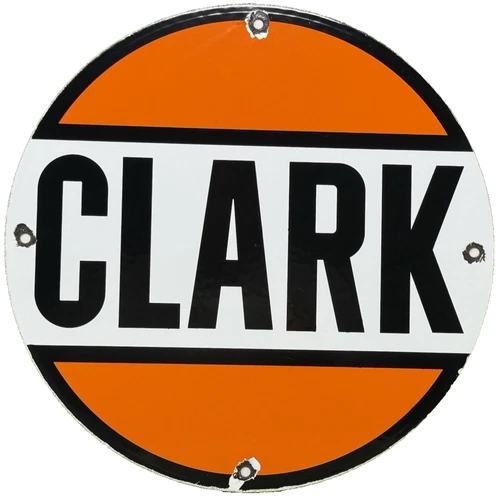VINTAGE CLARK GASOLINE PORCELAIN SIGN GAS STATION PUMP PLATE MOTOR OIL SERVICE