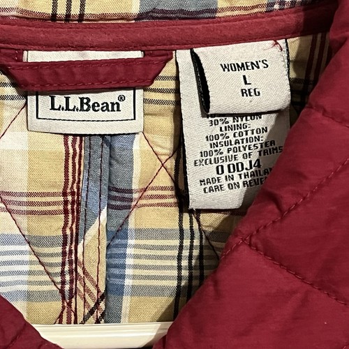 L.L. Bean Best Women's Large Red Quilted Button Up Winter Vest Collared Thermal - Picture 3 of 8