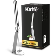 Kaffe Handheld Milk Frother with Stand - Stainless Steel: Battery-PoweredFrother