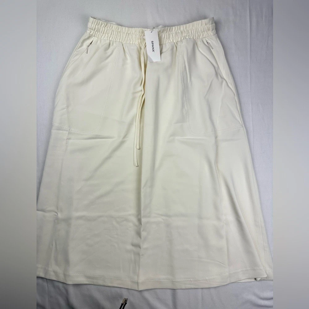 SPANX Luxe Drape midi linen skirt New size medium