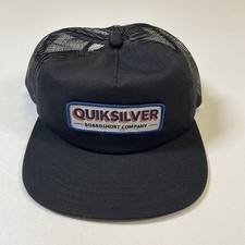 Quiksilver Trucker Hat Cap Mens Black Mesh Snapback Surf Surfer Ray Horizons NEW