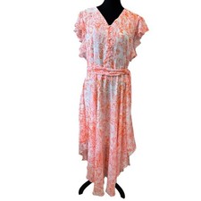 Vince Camuto Bloomingdale's Orange Fizz Asymmetric Hem Midi Dress  XL ret $118