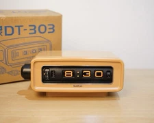 Sankyo DT-303 Vintage Alarm Clock  60hz With Box Excellent Condition Brown