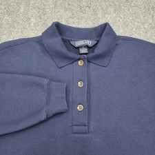 Vintage Lands End Sweatshirt Womens Small Navy Polo Collar USA 90s Pullover Prep