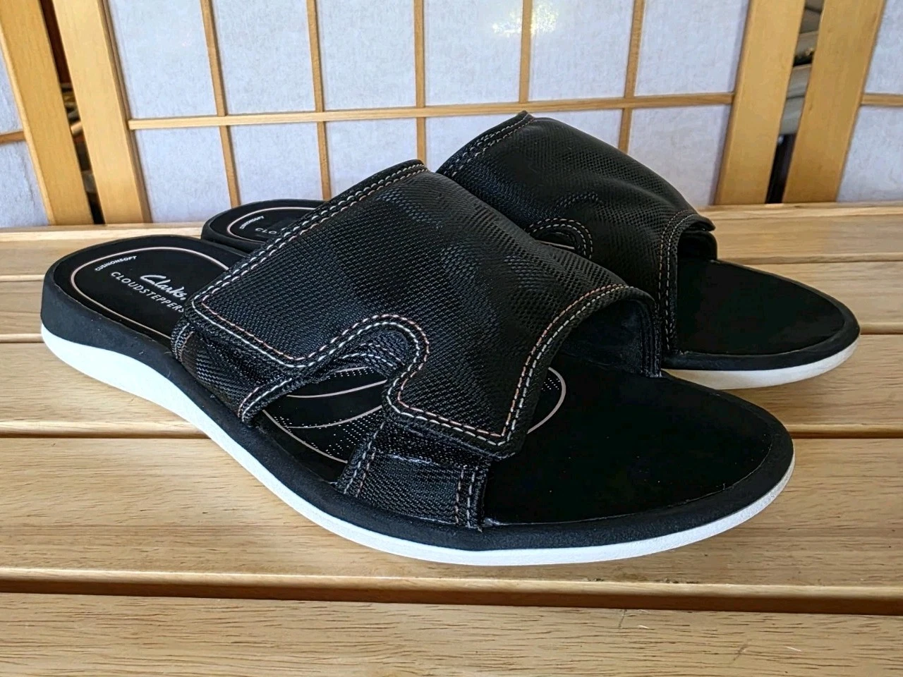 Sandali sportivi Clarks Cloudsteppers W's taglia 11 neri cinturino regolabile gancio e anello