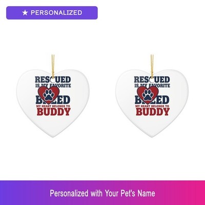 Custom Pet Rescue Set of 2 Ornament Personalized Name Dog Lover Unique Gift