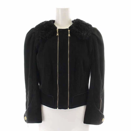 LOUIS VUITTON（LV） Louis Vuitton giacca pelliccia di agnello scamosciata nera taglia 36 taglia 7 S doppia cerniera str