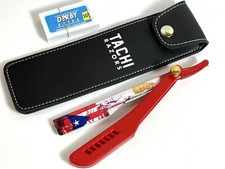 Navajas De Afeitar De Barbero Profesional Estuche De Cuero Acero Inoxidable NEW