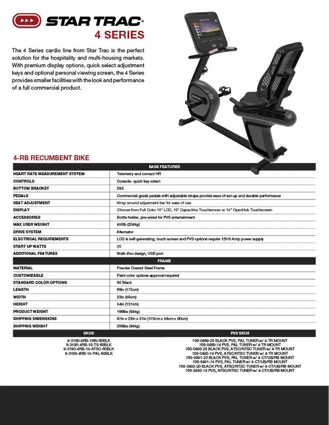 Star Trac 4 Series Recumbent Bike - Image 2 of 2
