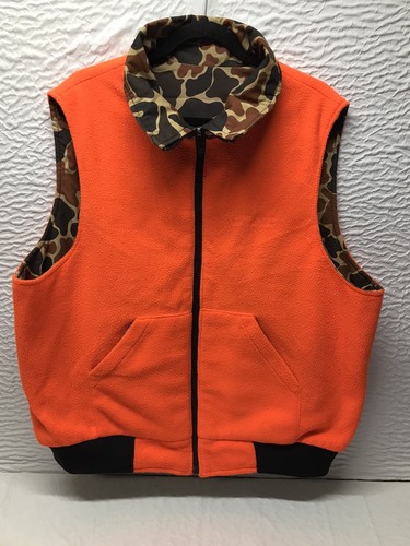 VTG ACTWU Camo/ Orange Reversible Zip Up Hunting Vest XXlarge - Picture 3 of 7