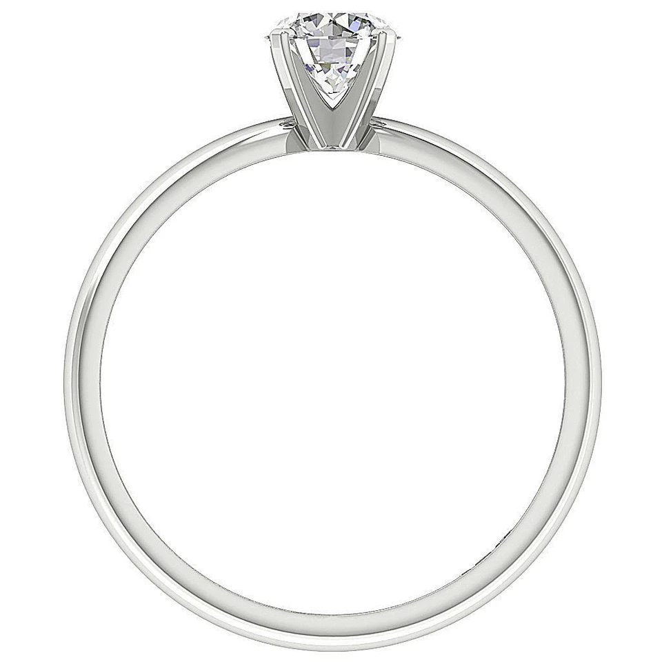 Обручальное кольцо с одним бриллиантом SI1 I 0,95 карата комплект из 4 зубцов чистое золото 14 карат - Изображение 3 из 4