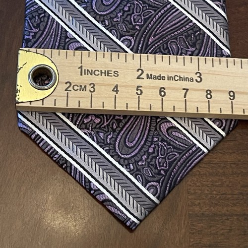 Platinum Designs Purple Gray 100% Silk Men’s Neck Tie Made In China - Picture 4 of 9
