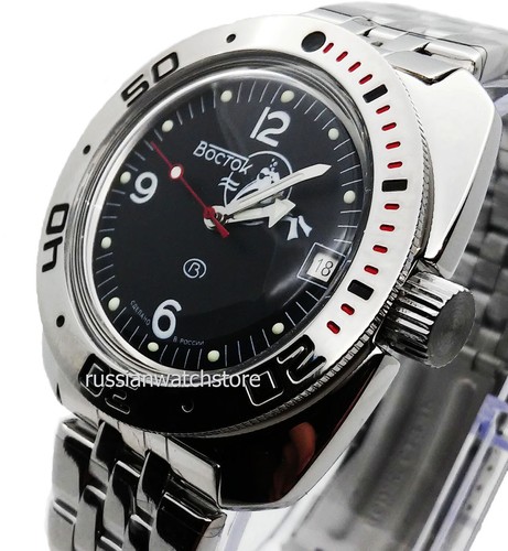 Vostok Amphibia Scuba Dude 2416/710634 nero orologio russo militare  subacqueo | eBay