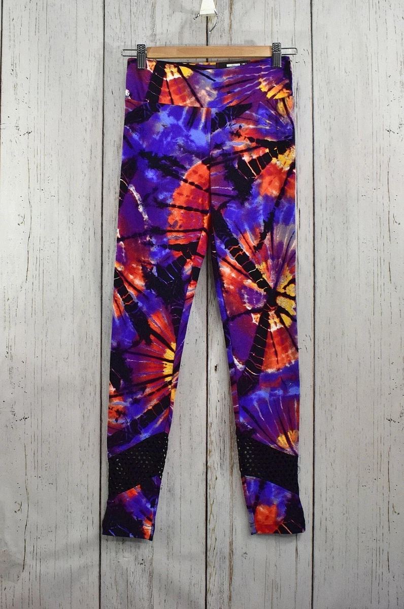 Women s No Boundaries Mesh Ankle Sueded Legging Purple Tie Dye