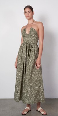 Matteau Kordelzug Neckholder Sommerkleid A-Linie gerafft V-Ausschnitt Blumen ...
