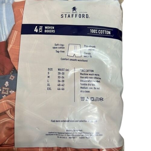Lot de 4 boxers Stafford homme taille M 100% coton tissé assorti rouge bleu NEUF - Photo 3 sur 7