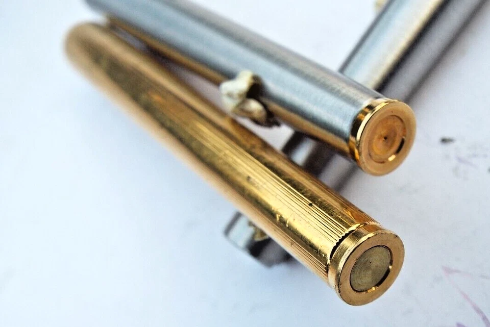 Piezas para PARKER 180 Acero Inoxidable Flighter Oro Rollerball Pen Cap & Barril Foto 3 de 3