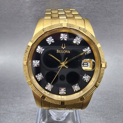 Gold Tone Bulova Watch Men Black Bulova Precisionist 2-tone Rose