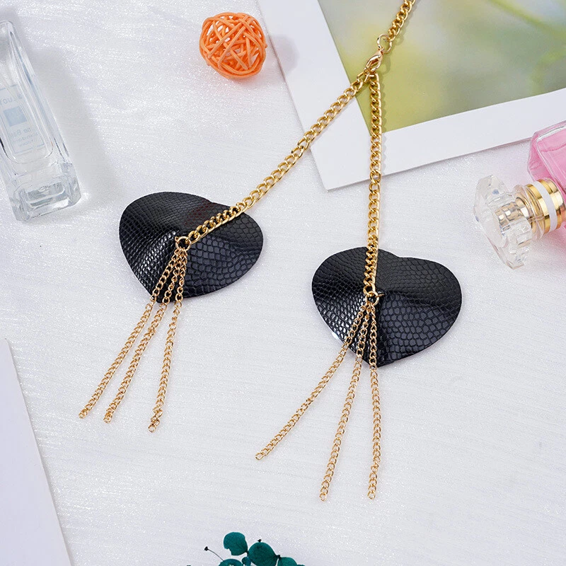 Joyería Cuerpo Cadena Borla Collar Chocker Reutilizable Pezón Pecho Cubierta Almohadillas Foto 4 de 4