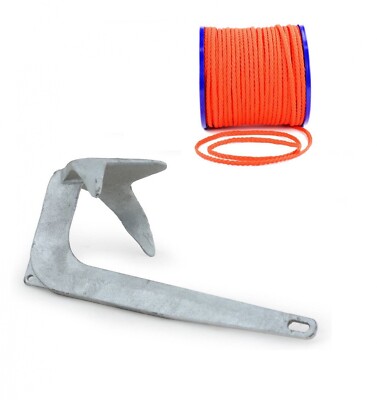 Anker-Set Bruce Anker M-Anker 5 kg + Leine Seil Tauwerk 15 m Ø 8 mm