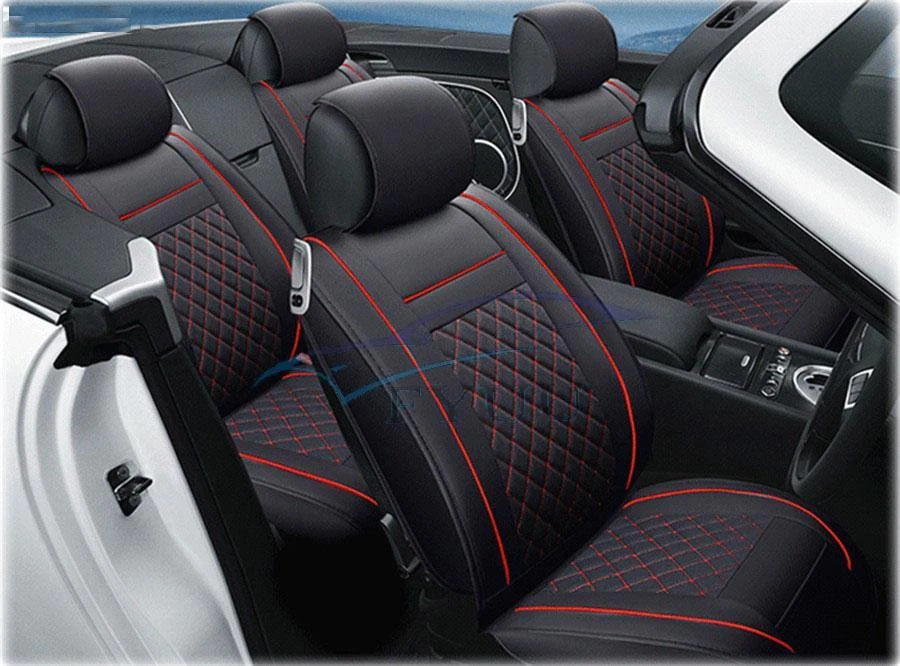 Luxury PU Leather Car Seat Covers Universal Seat Protector Front+Rear (US Stock) — 第 4/4 张图片