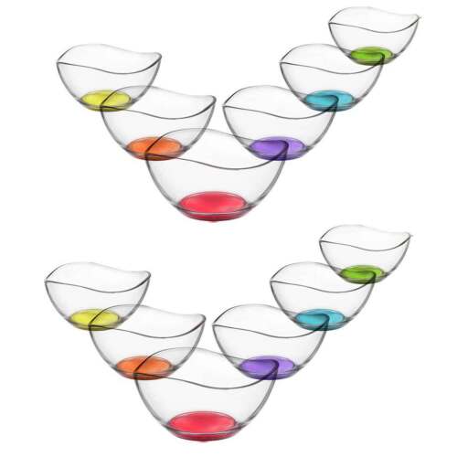 Glasschalen set 12 tlg. Vira mit farbige Boden Schalen Glasschale Dessertschale - Bild 1 von 2