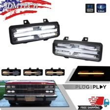 Switchback LED Clear Lens DRL Signal Lights For Chevy GMC Van Jimmy Pickup Truck