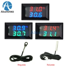 DC4-30V Thermometer Digital Temperature Sensor NTC Metal Sample Dual LED Display