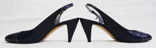 Nina Dark Navy Blue Leather Slingback Pump Shoes size 7M - Picture 3 of 11